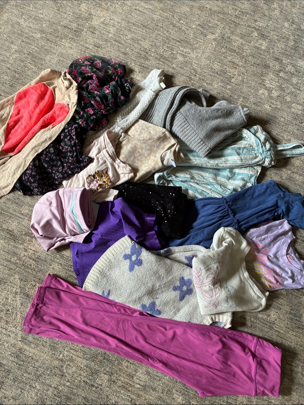 Mixed Girls' Clothing Lot - Purple, Pink, Blue, Gray, Cream - size 7/8 medium